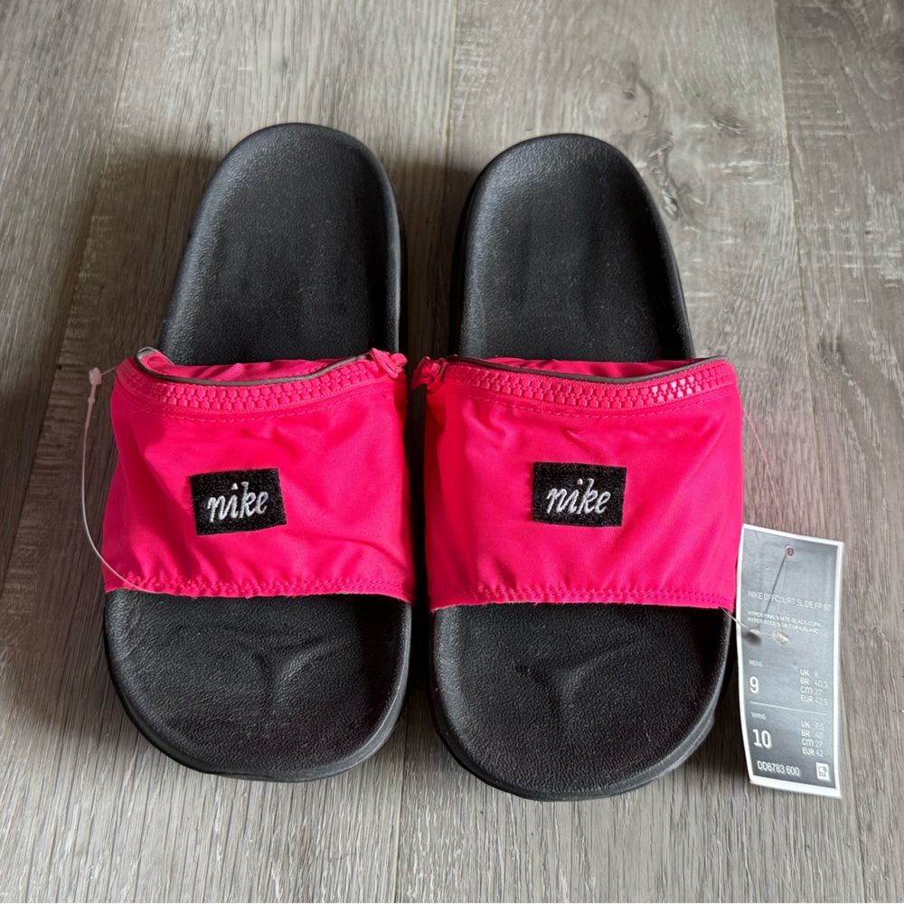 Nike Hyper Pink and Black Offcourt Slides